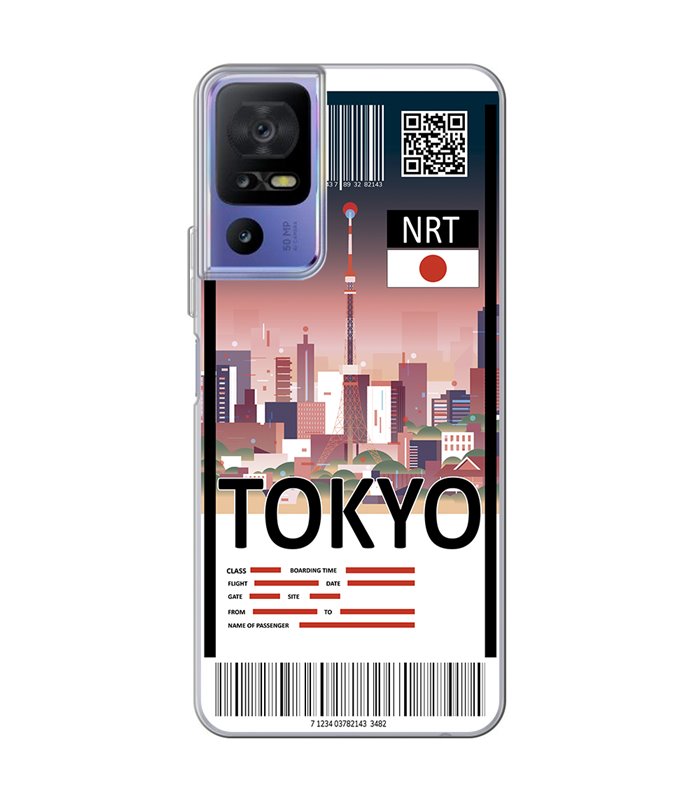 Funda para [ TCL 40 SE ] Billete de Avión [ Tokio ] de Silicona Flexible para Smartphone