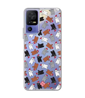 Funda para [ TCL 40 SE ] Fondo Navidad [ Bear Dab ] de Silicona Flexible para Smartphone