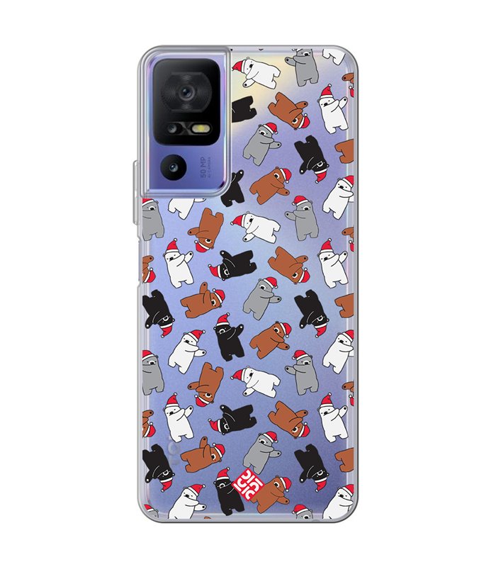 Funda para [ TCL 40 SE ] Fondo Navidad [ Bear Dab ] de Silicona Flexible para Smartphone