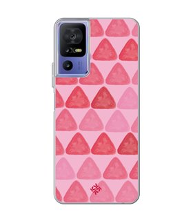 Funda para [ TCL 40 SE ] Color del Año Magenta [ Triángulos Magenta - Patrón de Triángulos - Estilo Acuarela ] de Silicona