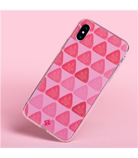 Funda para [ TCL 40 SE ] Color del Año Magenta [ Triángulos Magenta - Patrón de Triángulos - Estilo Acuarela ] de Silicona