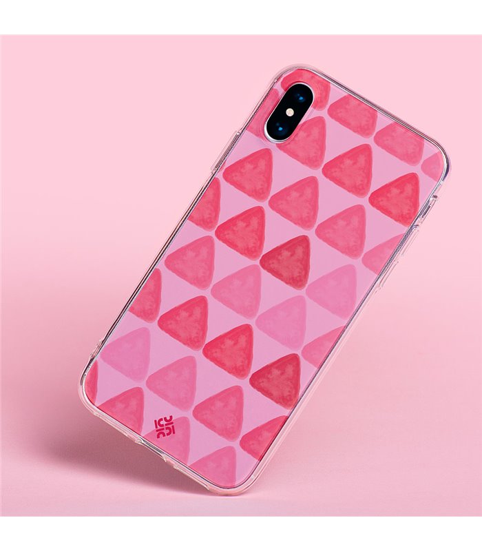 Funda para [ TCL 40 SE ] Color del Año Magenta [ Triángulos Magenta - Patrón de Triángulos - Estilo Acuarela ] de Silicona