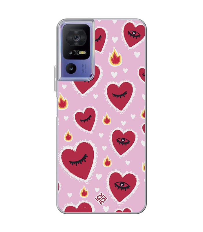 Funda para [ TCL 40 SE ] Amor [ Corazon Llama Caliente Roaaar ] de Silicona Flexible para Smartphone