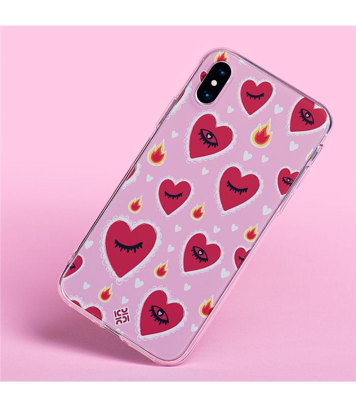 Funda para [ TCL 40 SE ] Amor [ Corazon Llama Caliente Roaaar ] de Silicona Flexible para Smartphone