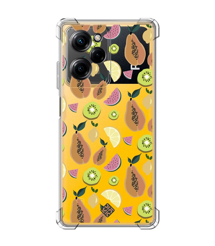 Funda Antigolpe [ POCO X5 Pro 5G ] Dibujo Auténtico [ Frutas- Papaya, Sandía, Kiwis y Limones ] Esquina Reforzada 