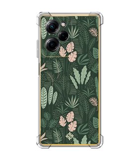 Funda Antigolpe [ POCO X5 Pro 5G ] Dibujo Botánico [ Patron Flora Vegetal Verde y Rosa ] Esquina Reforzada 1.5mm