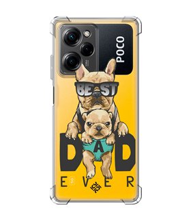 Funda Antigolpe [ POCO X5 Pro 5G ] Dibujo Mascotas [ Perro Bulldog - Best Dad Ever ] Esquina Reforzada Silicona