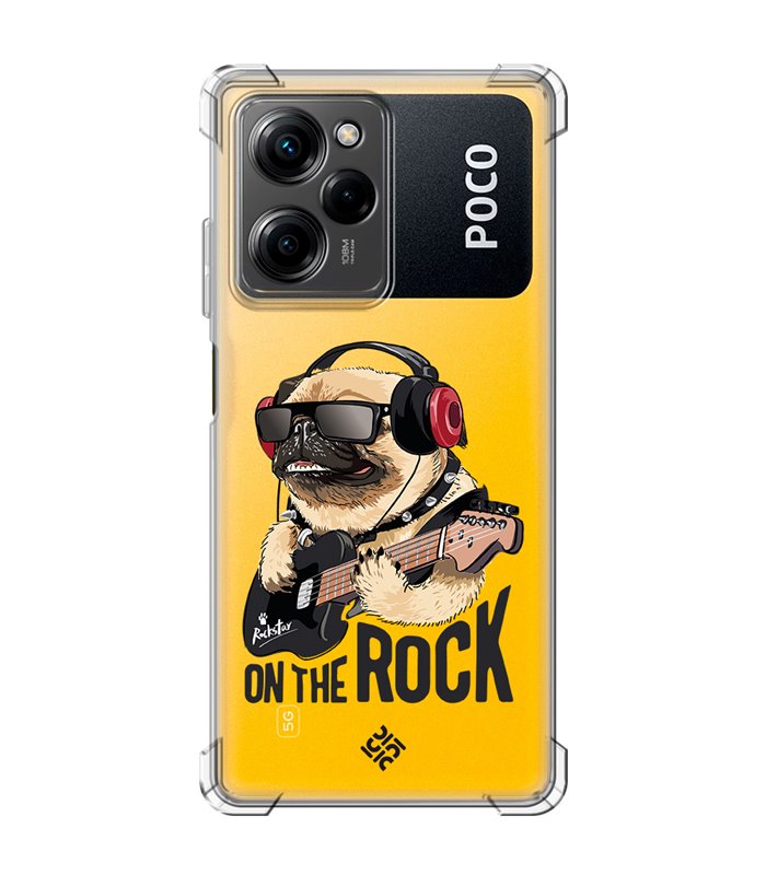 Funda Antigolpe [ POCO X5 Pro 5G ] Diseño Música [ Pug Perro con Auriculares ] Esquina Reforzada Silicona 1.5mm