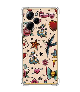 Funda Antigolpe [ POCO X5 Pro 5G ] Dibujo Tendencias [ Tatuajes Clásicos ] Esquina Reforzada Silicona 1.5mm Transparente