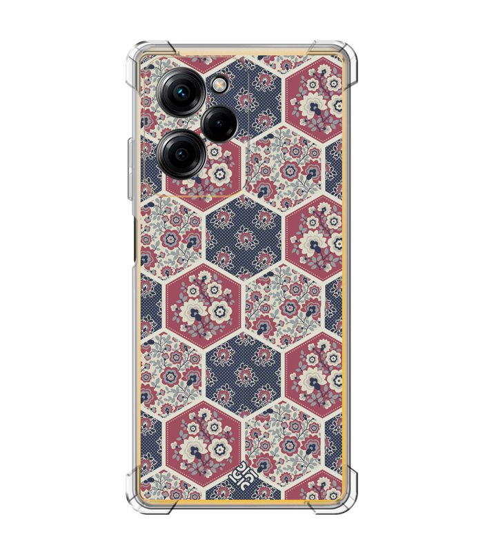 Funda Antigolpe [ POCO X5 Pro 5G ] Dibujo Tendencias [ Diseño Azulejos Hexágonales con Flores ] Esquina Reforzada