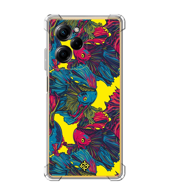 Funda Antigolpe [ POCO X5 Pro 5G ] Dibujo Auténtico [ Patrón de Pescado Betta ] Esquina Reforzada Silicona 1.5mm