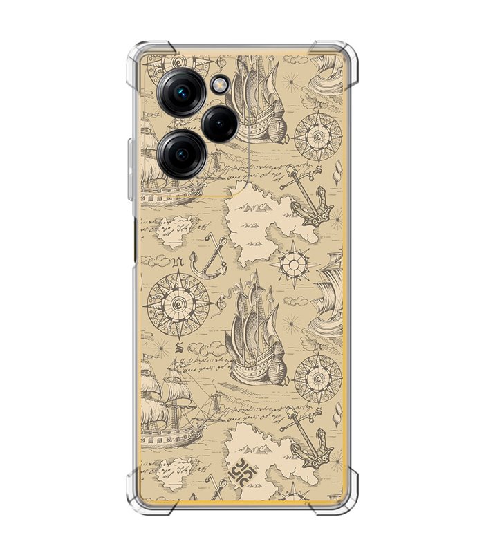 Funda Antigolpe [ POCO X5 Pro 5G ] Dibujo Auténtico [ Estampado Vintage de Viajes, Aventura ] Esquina Reforzada 1.5mm