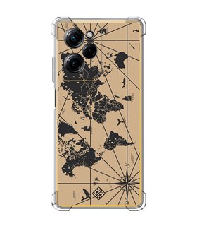 Funda Antigolpe [ POCO X5 Pro 5G ] Dibujo Auténtico [ Mapa Mundi ] Esquina Reforzada Silicona 1.5mm Transparente