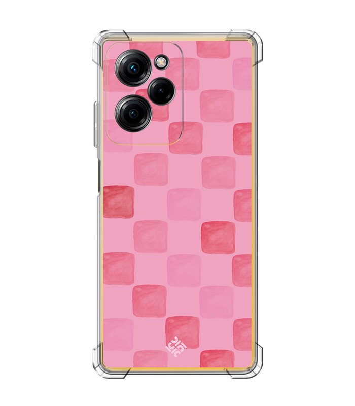 Funda Antigolpe [ POCO X5 Pro 5G ] Color del Año Magenta [ Checkerboard Magenta - Patrón de Cuadrados - Estilo Acuarela ] Esquin