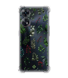 Funda Antigolpe [ OPPO Reno 8 T ] Dibujo Botánico [ Hojas Ramas Verdes - Follaje Botánico ] Esquina Reforzada 1.5mm
