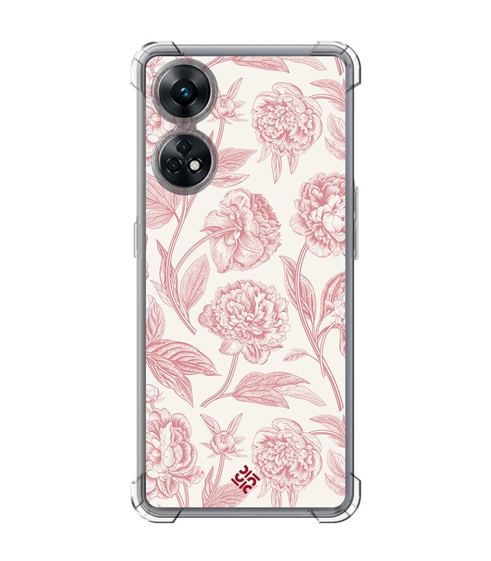 Funda Antigolpe [ OPPO Reno 8 T ] Dibujo Botánico [ Flores Rosa Pastel ] Esquina Reforzada Silicona 1.5mm
