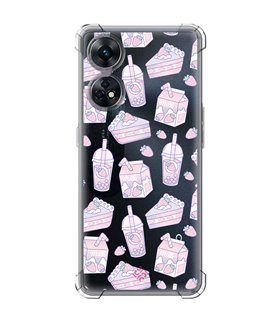 Funda Antigolpe [ OPPO Reno 8 T ] Dibujo Cute [ Postres de Fresa En Rosa Pastel ] Esquina Reforzada 1.5mm