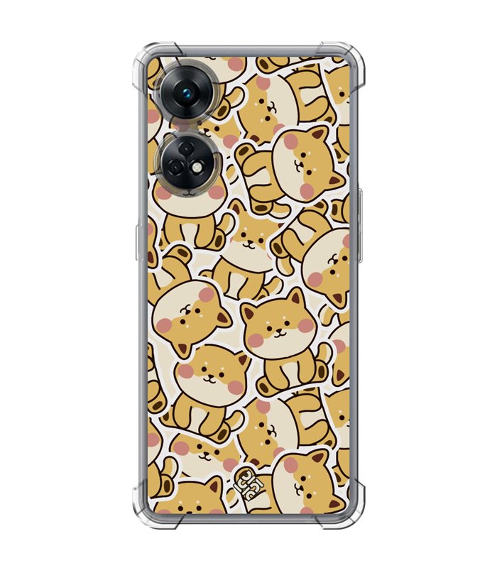 Funda Antigolpe [ OPPO Reno 8 T ] Dibujo Cute [ Pegatinas Perrito Shiba ] Esquina Reforzada 1.5