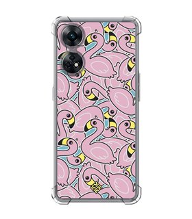 Funda Antigolpe [ OPPO Reno 8 T ] Dibujo Cute [ Pegatinas Flamenco ] Esquina Reforzada Silicona 1.5mm