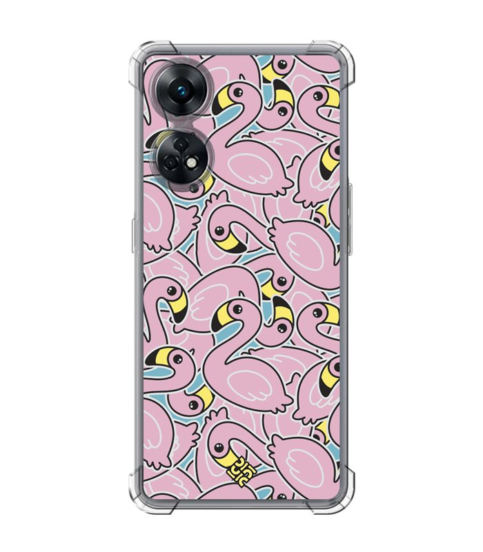 Funda Antigolpe [ OPPO Reno 8 T ] Dibujo Cute [ Pegatinas Flamenco ] Esquina Reforzada Silicona 1.5mm