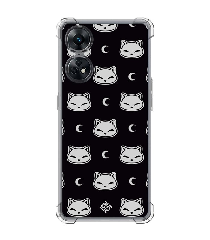 Funda Antigolpe [ OPPO Reno 8 T ] Dibujo Cute [ Gato Negro Lunar ] Esquina Reforzada Silicona 1.5mm Transparente