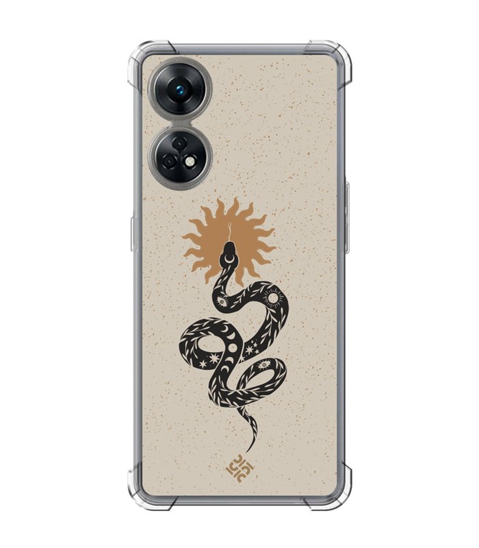 Funda Antigolpe [ OPPO Reno 8 T ] Dibujo Esotérico [ Serpiente Esotérica y Signo Solar ] Esquina Reforzada Silicona 1.5