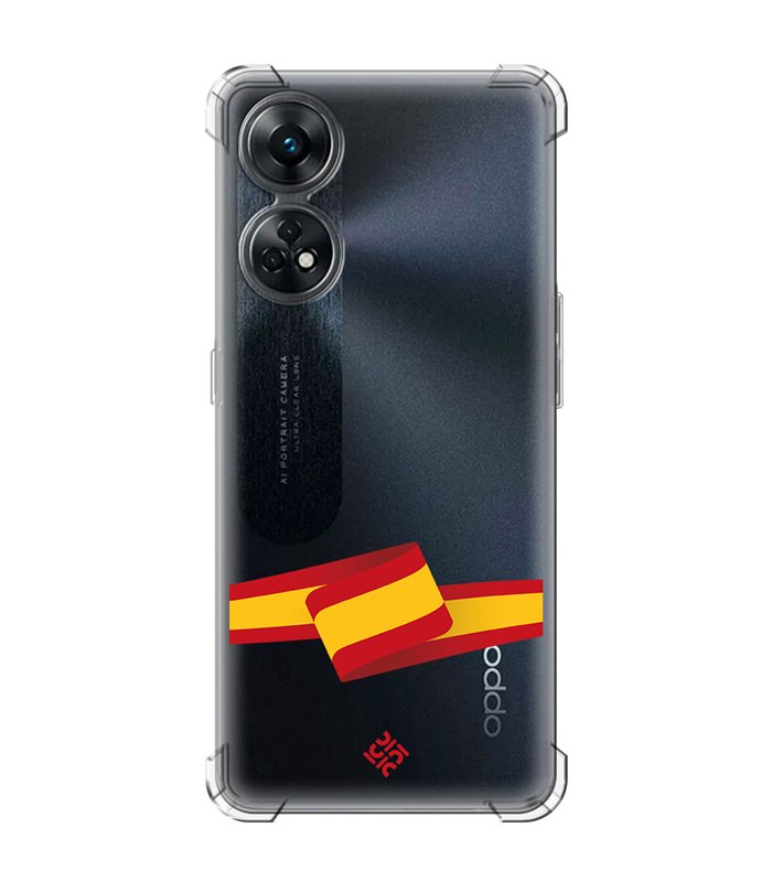 Funda Antigolpe [ OPPO Reno 8 T ] Dibujo Auténtico [ Bandera España ] Esquina Reforzada Silicona 1.5mm Transparente