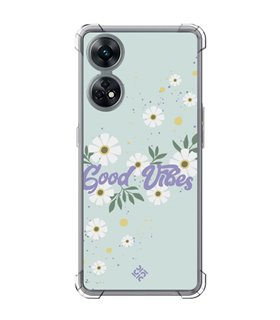 Funda Antigolpe [ OPPO Reno 8 T ] Dibujo Frases Guays [ Margaritas Good Vibes ] Esquina Reforzada Silicona 1.5mm