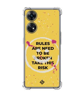 Funda Antigolpe [ OPPO Reno 8 T ] Dibujo Frases Guays [ Smile - Rules Are Need  To Be Broken Take This Risk ] Esquina