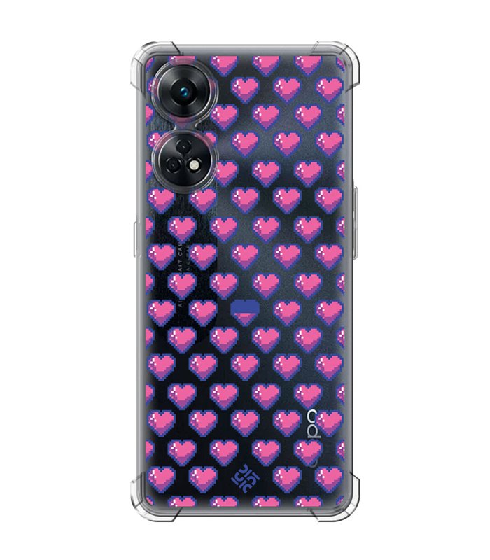 Funda Antigolpe [ OPPO Reno 8 T ] Dibujo Gamers [ Contadores de Vida Retro Pixel ] Esquina Reforzada 1.5 Transparente