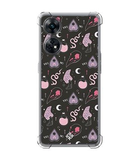 Funda Antigolpe [ OPPO Reno 8 T ] Dibujo Gotico [ Diseño Brujería en Tonos Pastel y Fondo Negro ] Esquina Reforzada