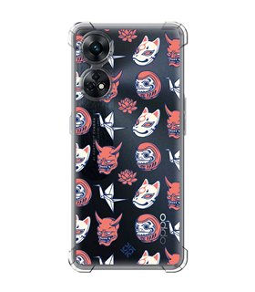 Funda Antigolpe [ OPPO Reno 8 T ] Dibujo Japones [ Daruma, Máscara Kitsune y Hannya Japon ] Esquina Reforzada 1.5mm