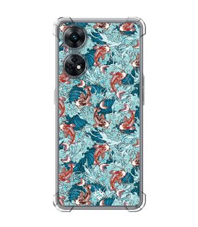 Funda Antigolpe [ OPPO Reno 8 T ] Dibujo Japones [ Peces Koi ] Esquina Reforzada Silicona 1.5mm Transparente