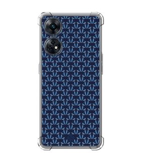 Funda Antigolpe [ OPPO Reno 8 T ] Dibujo Japones [ Patron Abstracto Loto Azul ] Esquina Reforzada Silicona 1.5mm