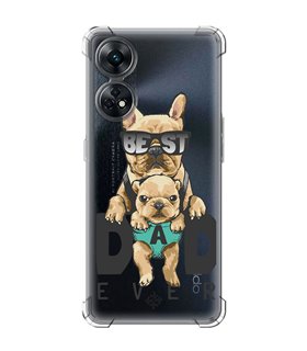 Funda Antigolpe [ OPPO Reno 8 T ] Dibujo Mascotas [ Perro Bulldog - Best Dad Ever ] Esquina Reforzada Silicona