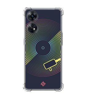 Funda Antigolpe [ OPPO Reno 8 T ] Diseño Música [ Dibujo Disco de Vinilo ] Esquina Reforzada Silicona 1.5mm Transparente