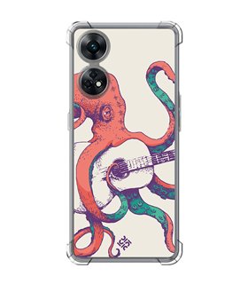 Funda Antigolpe [ OPPO Reno 8 T ] Diseño Música [ Pulpo Tocando la Guitarra ] Esquina Reforzada Silicona 1.5mm