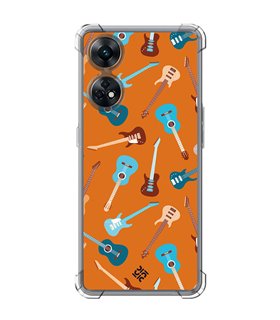 Funda Antigolpe [ OPPO Reno 8 T ] Diseño Música [ Tipos de Guitarra ] Esquina Reforzada Silicona 1.5mm Transparente