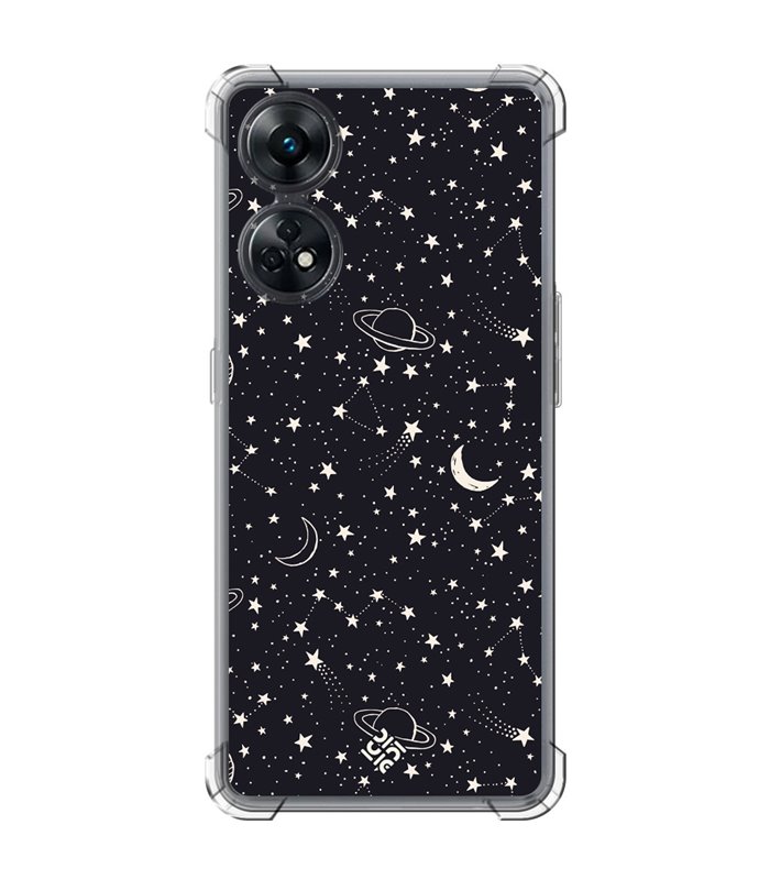 Funda Antigolpe [ OPPO Reno 8 T ] Dibujo Tendencias [ Fondo Estrellado con Planetas ] Esquina Reforzada Silicona 1.5mm