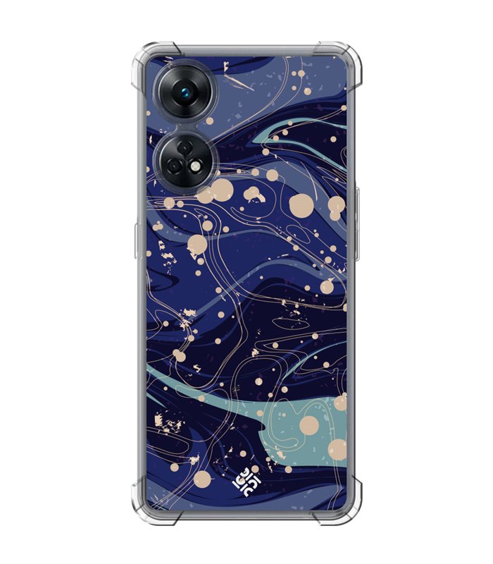 Funda Antigolpe [ OPPO Reno 8 T ] Dibujo Tendencias [ Pintura de Arte Abstracto Azul ] Esquina Reforzada Silicona 1.5mm