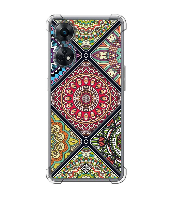 Funda Antigolpe [ OPPO Reno 8 T ] Dibujo Auténtico [ Motivos Mandala ] Esquina Reforzada Silicona 1.5mm Transparente