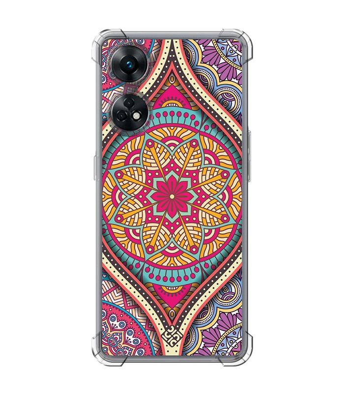 Funda Antigolpe [ OPPO Reno 8 T ] Dibujo Auténtico [ Baldosa de Teja Mandala ] Esquina Reforzada Silicona 1.5mm