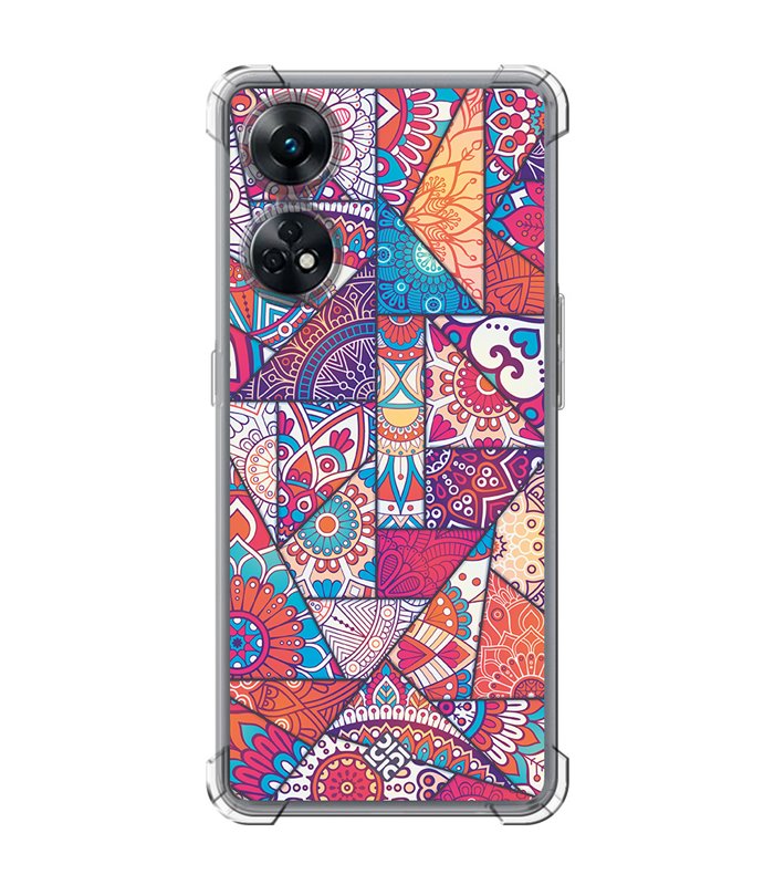 Funda Antigolpe [ OPPO Reno 8 T ] Dibujo Auténtico [ Mosaico Vidriera Mandala ] Esquina Reforzada Silicona 1.5mm