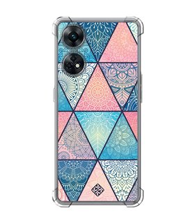 Funda Antigolpe [ OPPO Reno 8 T ] Dibujo Auténtico [ Mosaico Triangular Mandala ] Esquina Reforzada Silicona 1.5mm