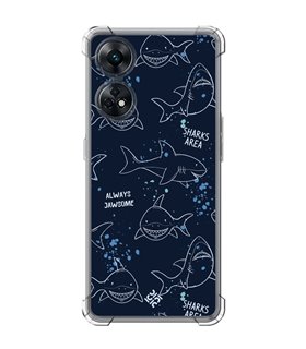 Funda Antigolpe [ OPPO Reno 8 T ] Dibujo Auténtico [ Sharks Area ] Esquina Reforzada Silicona 1.5mm Transparente