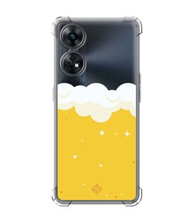 Funda Antigolpe [ OPPO Reno 8 T ] Dibujo Auténtico [ Cerveza ] Esquina Reforzada Silicona 1.5mm Transparente