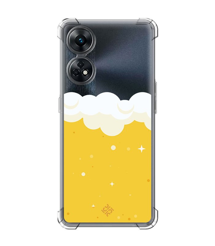 Funda Antigolpe [ OPPO Reno 8 T ] Dibujo Auténtico [ Cerveza ] Esquina Reforzada Silicona 1.5mm Transparente