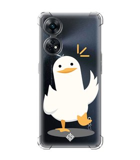 Funda Antigolpe [ OPPO Reno 8 T ] Dibujo Auténtico [ Pato Caminando ] Esquina Reforzada Silicona 1.5mm Transparente