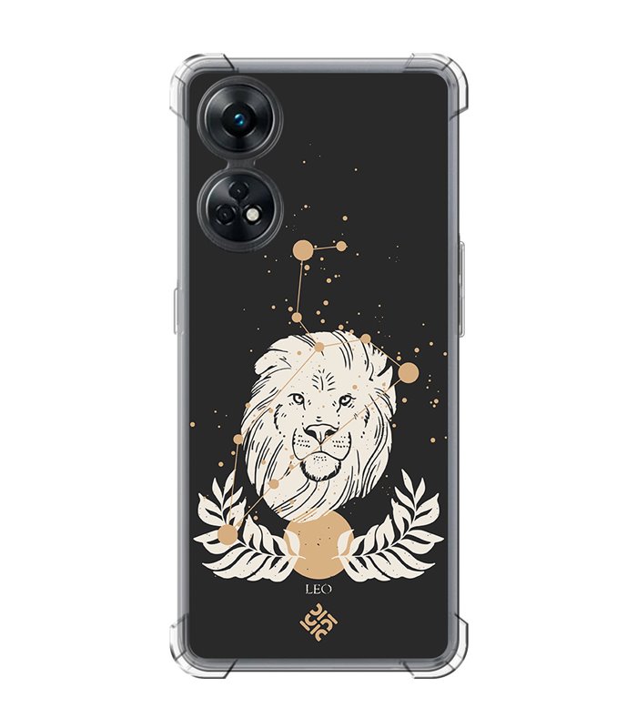 Funda Antigolpe [ OPPO Reno 8 T ] Dibujo Zodiaco [ Signo Zodiacal - Leo ] Esquina Reforzada Silicona 1.5mm Transparente