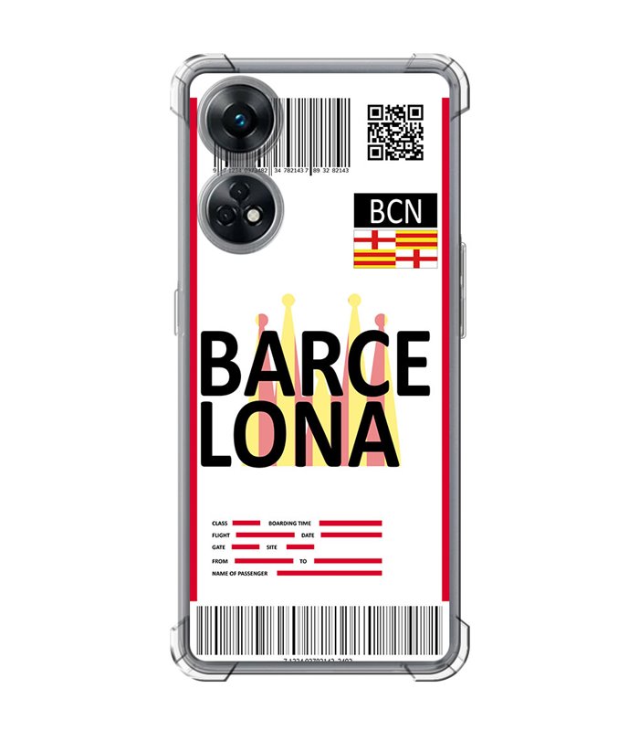 Funda Antigolpe [ OPPO Reno 8 T ] Billete de Avión [ Barcelona ] Esquina Reforzada Silicona 1.5mm Transparente